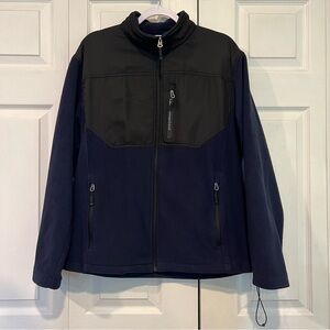 🟡 Champion Black and Blue Fleece Jacket - Size Large